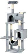 Copac de 177cm pentru Pisici pentru Pisici de Interior, Turn de Catarat pentru Pisici pe Mai Multe Niveluri, Gri 55x49x177cm PawHut | Aosom RO