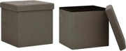 vidaXL Taburete de depozitare pliabile 2 buc. maro imitație pânză