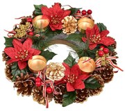 Coroniţă de Advent din conuri POINSETTIA cu fundiţe, 30 cm