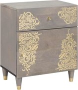 vidaXL Noptieră cu ușă Gri 50 x 33 x 60 cm Lemn de mango solid