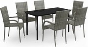 vidaXL Set mobilier de grădină, 7 piese, gri și negru