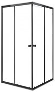 Cabină de duș pătrată Olga Black 90x90 cm fără cădiță de duș - profil negru, sticlă transparentă
