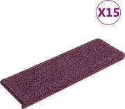 vidaXL Covorașe pentru scări, 15 buc., 65x21x4 cm, violet închis, cu margini dreptunghiulare