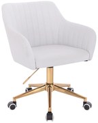 HC190K Scaun Alb din Piele Ecologica cu Bază Aurie