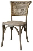 Scaun dining, bej, din lemn de cauciuc si rattan, cu aspect vintage, Old French