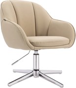 HR2055CROSS Scaun Crem din Piele Ecologica cu Bază Cromata