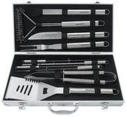 Set de 11 ustensile de grătar Klausberg KB 7901, Geantă de transport, Mânere ergonomice, Oțel inoxidabil, Inox