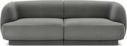 Canapea 2 locuri, Miley, Micadoni Home, BL, 184x85x74 cm, catifea, gri deschis