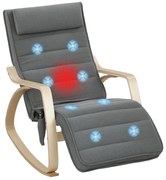 HOMCOM Fotoliu de leagăn cu funcție de masaj, căldură lombară, 3 trepte, acoperire din material textil, Gri | Aosom Romania