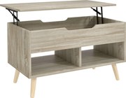 HOMCOM Masă de cafea rabatabilă, masă pentru living cu compartiment ascuns și rafturi deschise, 75 x 40 x 58 cm, lemn natural | Aosom Romania