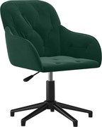 vidaXL Scaun de birou pivotant, verde închis, catifea