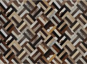 Covor de lux din piele, maro/negru/bej, patchwork, 170x240 , KOŽA TYP 2