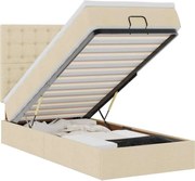 vidaXL Cadru de pat otoman cu saltea crem 80x200cm stofa