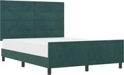vidaXL Pat cu arcuri cu headboard Verde închis 140 x 190 cm Catifea