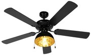 Ventilator de tavan negru cu bej 130cm cu șnur - Mistral Magna