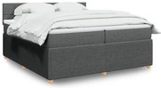 vidaXL Pat box spring cu saltea, gri închis, 200x200 cm, textil
