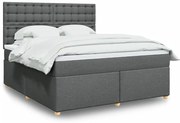 vidaXL Pat box spring cu saltea, gri închis, 180x200 cm, textil