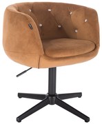 HR333CCROSS Scaun Catifea Galben Miere cu Bază Neagră