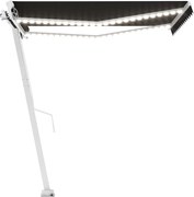 vidaXL Copertină retractabilă manual cu LED, antracit, 350x250 cm