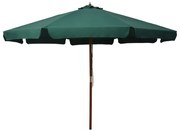 vidaXL Umbrelă de soare de exterior, stâlp din lemn, verde, 330 cm