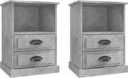 vidaXL Noptiere, 2 buc., gri beton, 43x36x60 cm