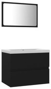 Set mobilier de baie, negru, lemn prelucrat