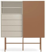 Comodă cărămizie-bej înaltă cu ușă glisantă 120x140 cm Nube – Teulat