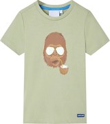 vidaXL Tricou pentru copii cu mâneci scurte, kaki deschis, 116