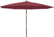 vidaXL Umbrelă soare de grădină stâlp din lemn, roșu bordo, 400x273 cm