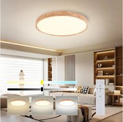 Brilagi - Corp de iluminat dimmabil WOODROUND LED/40W/230V 3000-6000K Ø 60 cm + telecomandă