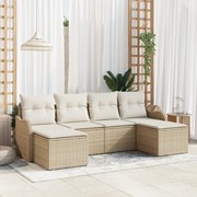 vidaXL Set de canapele pentru grădină cu pernă 6 pcs Bej Rattan poli