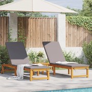 vidaXL Șezlong 2 pcs Maro 53 x 202 x 89cm Lemn masiv de acacia