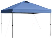 Outsunny Pavilion de gradina, pavilion pliabil, cort festiv, cort de gradina inclusiv cuie, franghii, tesatura Oxford, 2,95 x 2,95 x 2,64 m, Albastru | Aosom Romania