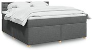 vidaXL Pat box spring cu saltea, gri închis, 180x200 cm, textil
