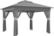 Outsunny Foisor tip pop-up 3 x 3(m),20 lumini LED alimentate de la soare,geanta cu roti, 4 saci de greutate, inaltime reglabila, Gri | Aosom Romania