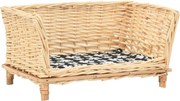 vidaXL Coș pentru câini cu pernă, 50x33x30 cm, salcie naturală