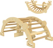 AIYAPLAY Arc Montessori din Lemn pentru Copii 2-4 Ani, Convertibil în Balansoar, Joc de Cățărare, 110x52x45 cm, culoare Lemn | Aosom Romania