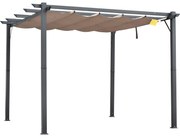 Outsunny Foisor Pergola de Gradina 3x3 m cu Acoperis Retractabil, Pergola din Aluminiu cu Acoperis Retractabil Anti UV, Gri | Aosom Romania