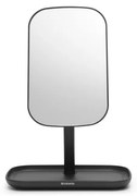 Oglindă cu suport pentru accesorii Brabantia ReNew 1004184, 28.3x20x12.6 cm, Bază antiderapantă, reglabilă la 360°, Gri închis