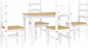 vidaXL Set de sufragerie din 5 piese Panama din lemn masiv de pin alb