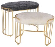 Set taburete Perla metalice cu blanita sintetica, baza aurie, design modern 2 piese