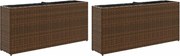 vidaXL Jardiniere grădină 2 ghivece 2 buc. maro, 90x20x40 cm poliratan