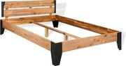 vidaXL Cadru de pat, 152x203 cm, lemn masiv de acacia & oțel