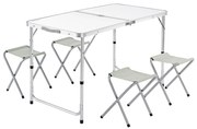 Set masa + 4 scaune de gradina pliante/de camping Aluminiu