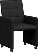 vidaXL Scaune de dining cu roți 2 pcs Negru 58 x 65 x 94 cm țesătură