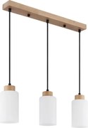 Globo 15977-3H - Lustră suspendată pe cablu ROWENA 3xE27/60W/230V stejar/alb