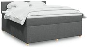 vidaXL Pat box spring cu saltea, gri închis, 180x200 cm, textil