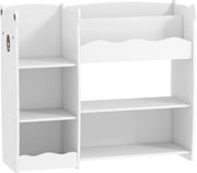 AIYAPLAY Etajeră pentru jucării pentru copii Rafturi deschise Compartimente Design cu ursuleți Organizator de jucării Alb | Aosom Romania