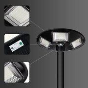 Lampă stradală solară LED cu senzor, 22W/6V, 6500K, IP65, neagră + telecomandă