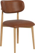 MAZZONI EXPORT ALMO Piele ecologică Retro Brandy / cadru stejar lăcuit - SCAUN DIN LEMN PENTRU LIVING SUFRAGERIE BUCĂTĂRIE RETRO